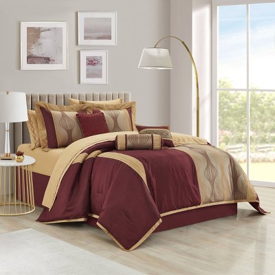 King Wine Gold Microfiber 15-Piece Comforter Set