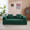 TiramisuBest Convertible Floor Couch Sofa Bed with Armrests & Pillow Back, Chenille Futon Sleeper, Foldable Lounge Sofa for Living Room, Light Blue - 2 of 4