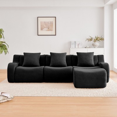 SKRAN Fabric Boneless Sofa, Curved Deep Seat  Couches, Streamlined Design No Assembly Required for Living Rooms and Bedrooms