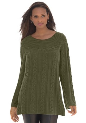 Jessica London Women's Plus Size Cable Sweater Tunic, S - Dark