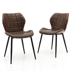 Tangkula Dining Chairs Set of 2 w/ Padded Back Metal Legs & 2 Adjustable Foot Pads - 1 of 4