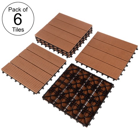 Patio Floor Tiles - Set Of 6 Wood/plastic Composite Interlocking Deck ...