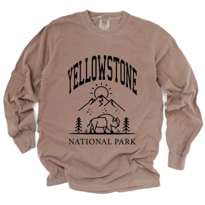 Simply Sage Market Yellowstone National Park Mountain Garment Dyed Long Sleeve - 1 of 4