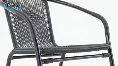 Gray Rattan Stackable Patio Dining Chairs, Set of 2