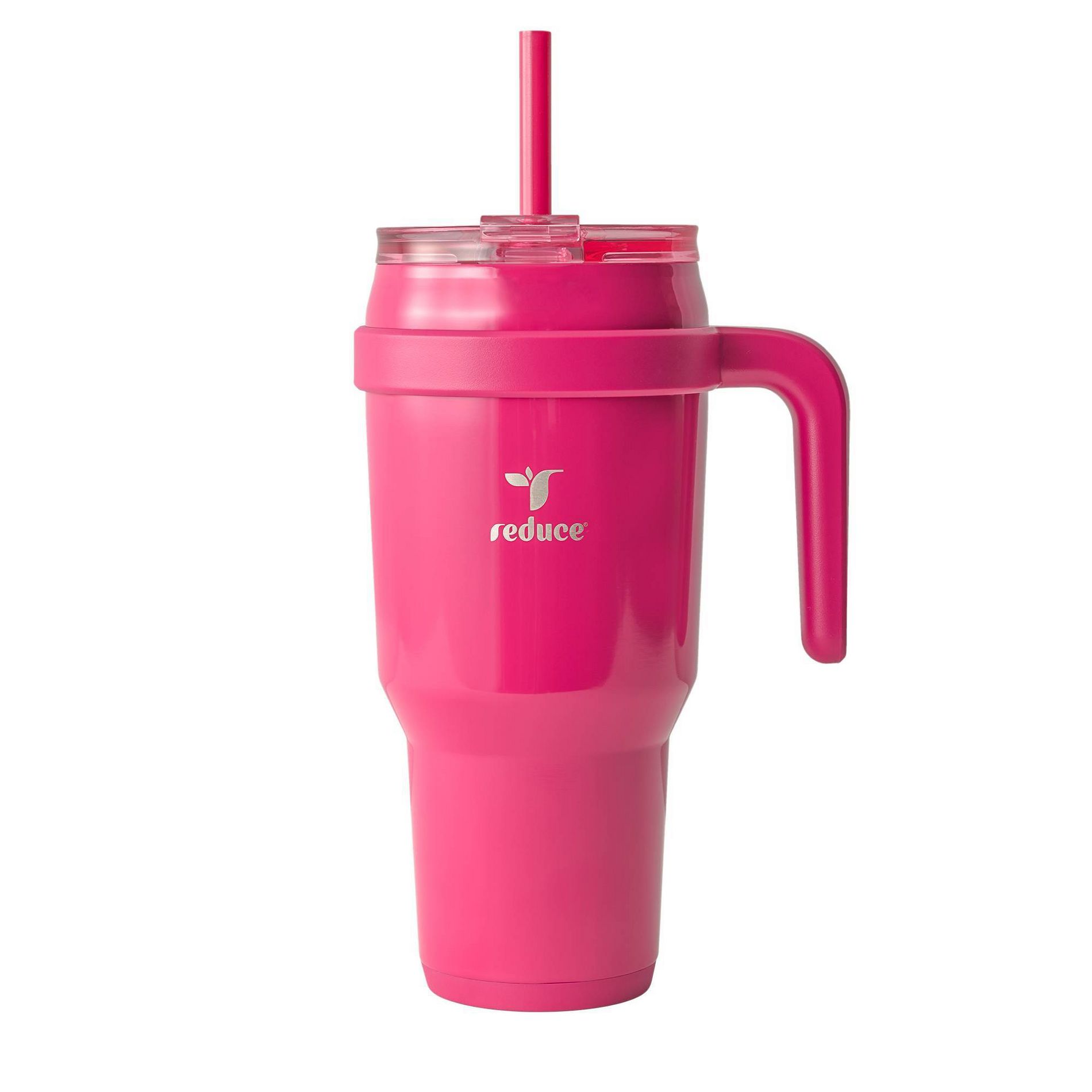 Reduce 40oz Cold1 Vacuum Insulated Stainless Steel Straw Tumbler Mug Dark Pink: Dishwasher-Safe, Flip-Top Lid