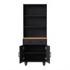 Chery Life utility Storage Cabinet with 4 Solid Wood Gourd-Shaped Legs, Adjustable Shelves, 5 Tier Bookshelf with Drawer for Living Room - 3 of 4