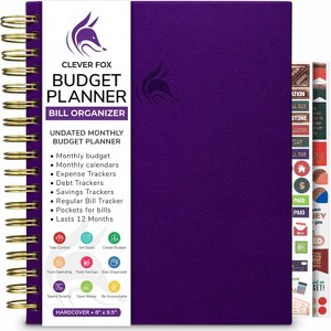 Undated Planner Bill Organizer 8"x9.25" Purple - Clever Fox: Budget & Bill Organizer, Monthly Calendar, Adult Stationery - 1 of 4