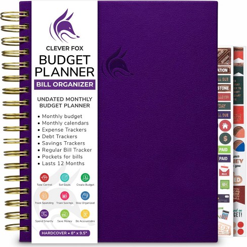 Undated Planner Bill Organizer 8x9.25 Purple - Clever Fox : Target