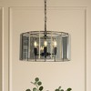 ALOADECOR 5-Light 20'' Modern Smoked Glass Drum Brass Chandelier Dimmable and Ajustable For Dining Room Living Room - 2 of 4