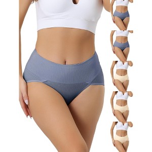 INSPIRE CHIC Women's High Waist Stretch Tummy Control Breathable Comfortable Briefs 6 Packs - 1 of 4