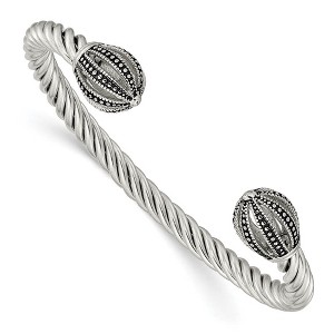 Black Bow Jewelry Stainless Steel Twisted Antiqued Crown Cuff Bracelet - 1 of 4