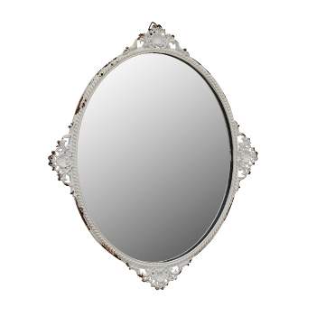 Oval Antique Metal Wall Mirror White - Stonebriar Collection