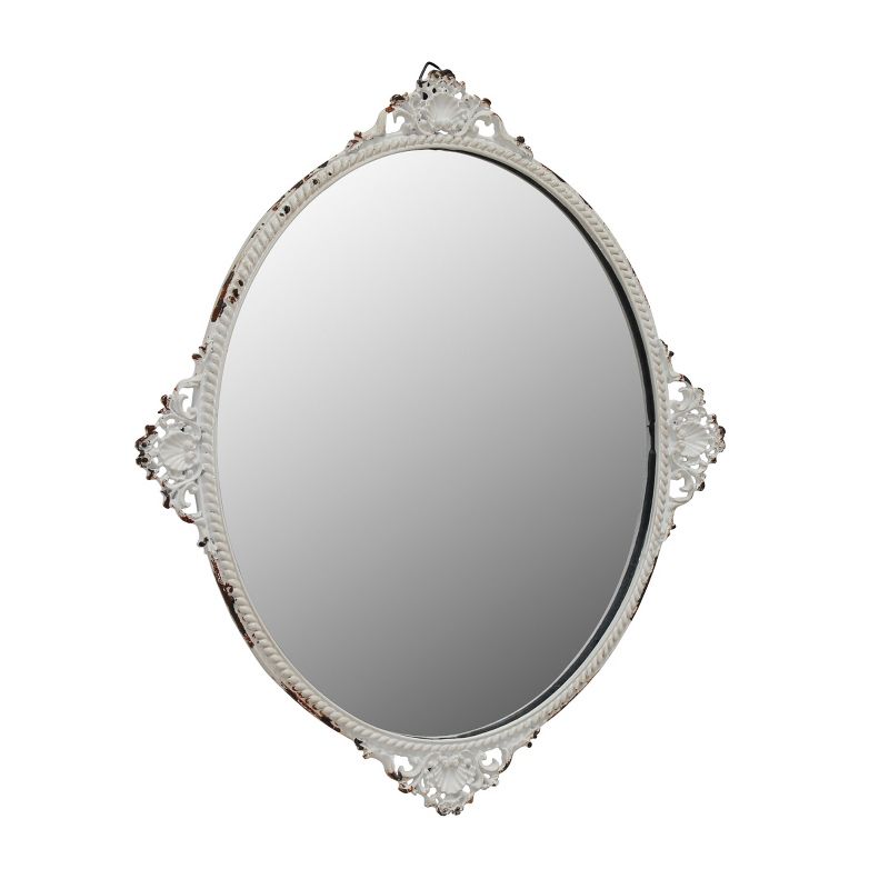 Oval Antique Metal Wall Mirror White - Stonebriar Collection, 1 of 5