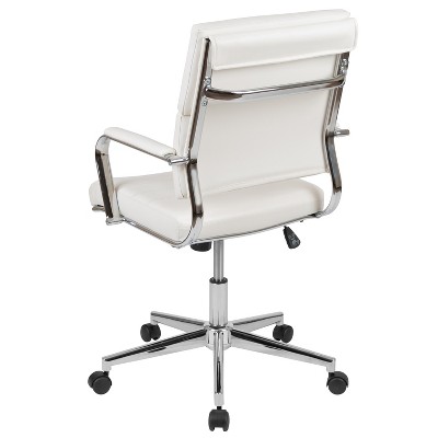 White Leather Mid-Back Ergonomic Executive Swivel Chair
