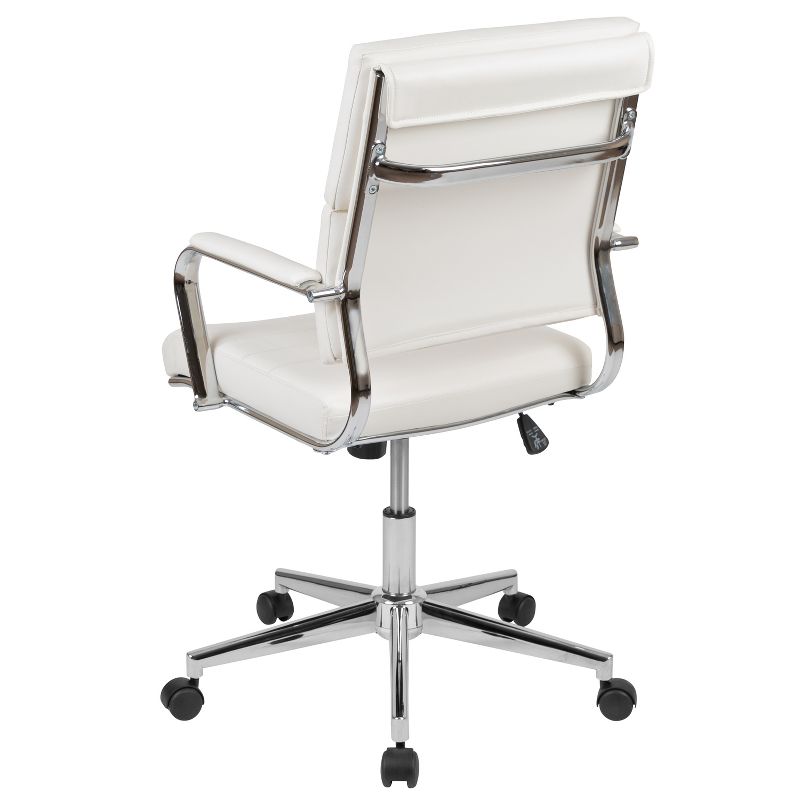 Merrick Lane Ergonomic Swivel Office Chair Panel Style Mid-Back Computer Desk Chair with Padded Metal Arms & Base, 5 of 19