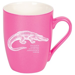 Elanze Designs 10 Ounce Ceramic Decorative Laser Engraved Giftable Novelty Tea Coffee Cup Mug Princess Pink Alligator Patience Renewal Discipline - 1 of 4