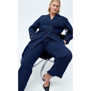 Women's Plus Size Laylo Trench Coat - dark denim | CITY CHIC - 1 of 4