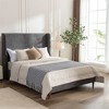Sapphtopaz Modern Bed Frame with Wingbacks Headboard Upholstered Platform Bed with Solid Wood Feet for Bedroom,No Box Spring Needed - 2 of 4