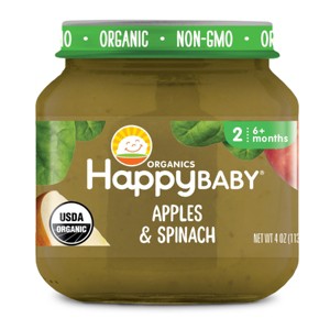 Happy Baby Organics Clearly Crafted Stage 2 Apples & Spinach Jar - 4oz - 1 of 4