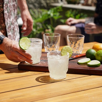 Viski Shatterproof Clear Acrylic Double Old Fashioned Glasses Set of 4