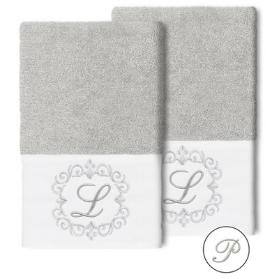Set of 2 Monogrammed Towels  - Linum Home Textiles