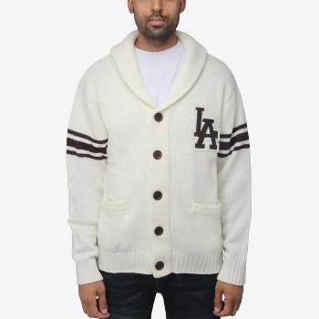 X Ray Men's Herringbone Cardigan Sweater In White/navy Size Large