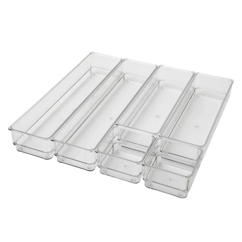Martha Stewart 6pc Plastic Stackable Office Desk Drawer Organizers Clear, 6 of 11