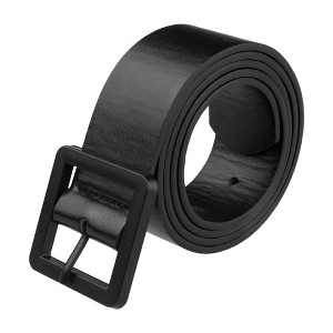 Elerevyo Women's Black Casual PU Leather Waist Belt with Buckle - 1 of 4