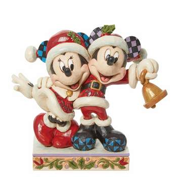 Jim Shore 5.75 In Jingle Bell Minnie Mickey Mouse Santa Suits Santa Figurines