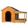 Okak 60.2IN Large Outdoor Dog House with Porch and Asphalt Roof, Dog Kennel with Insulated Liner and Elevated Floor for Medium & Large Dogs, Natural - 2 of 4