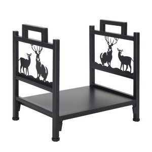 Karl Home | Black Metal Firewood Rack With Animal Pattern - 1 of 4