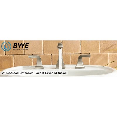 Elegant Brushed Nickel 2-Handle Widespread Bathroom Faucet with Pop-Up Drain