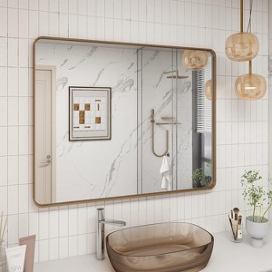 KIOTEE Rectangular Aluminum Alloy Framed and Tempered Glass Wall Bathroom Vanity Mirror in Matte Black - 1 of 4