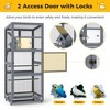 Sandinrayli 68"H Large Wood Bird Cage on Wheels, Outdoor Bird Aviary Indoor Wooden Large Bird Cage Parakeet Cage with Feeder, Gray - 4 of 4