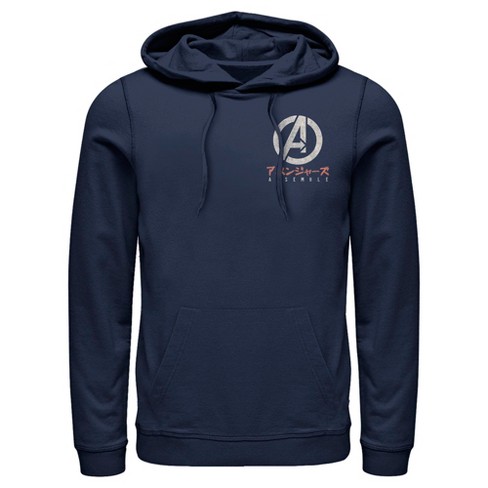 Men s Marvel Avengers Assemble Distressed Logo Pull Over Hoodie Target