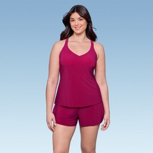 Aqua Green, Women's Y-Back Tankini - 1 of 3