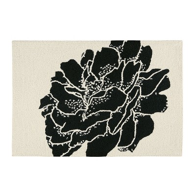 2'x3' Rectangle Hooked Floral Accent Rug Black - C&F Home