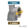 Pipe Decor 2 in. x 1 in. x 2 in. Black Reducing Tee - 2 of 4