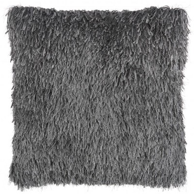 HomeRoots Square Charcoal Shag Throw Pillow