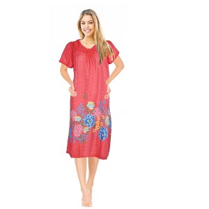 JEFFRICO Womens Nightgowns Muumuu Lounger House Dress Sleepwear Silky Soft Pajama Dress Nightshirts - 1 of 4
