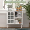 COMHOMA White Fluted Cabinet with Glass Doors, Vintage Style Storage Credenza with Adjustable Shelves for Dining Room - 3 of 4