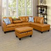 GlasFlength Sectional Sofas with Ottoman, Modern Large Modular Sectional Couch for Living Room, L Shape Upholstered Couch, Orange Leather, Length - 2 of 4
