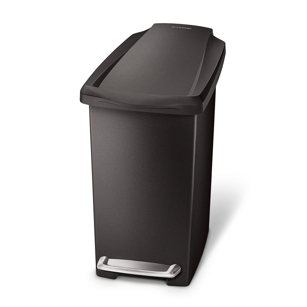 Photos - Waste Bin Simplehuman 10L Slim Bathroom Step Trash Can Black Plastic 