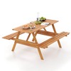 Costway 6 Person Picnic Table Set with Patio Table 2 Built-in Benches 2" Umbrella Hole - image 2 of 4