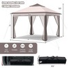 Tangkula 11 x 11 ft Pop up Gazebo 2-Tier Patio Canopy Tent Shelter w/ Carrying Bag Beige/Brown - 2 of 4