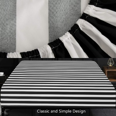 Twin Black and White Striped Microfiber Deep Pocket Fitted Sheet