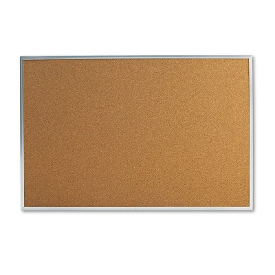UNIVERSAL Bulletin Board Natural Cork 36 x 24 Satin-Finished Aluminum Frame 43613