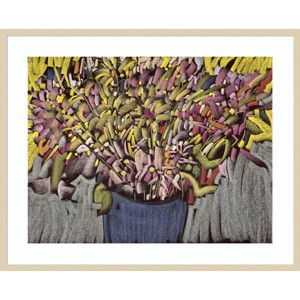 41" x 33" Blue Jigsaw by Frances Treanor Wood Framed Wall Art Print - Amanti Art - 1 of 4