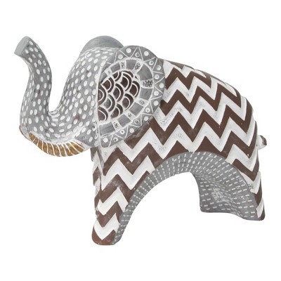 HomeRoots 8" Brown Gray And White Resin Elephant Tabletop Sculpture