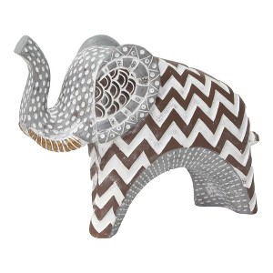 HomeRoots 8" Brown Gray And White Resin Elephant Tabletop Sculpture - 1 of 4